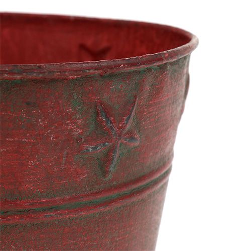 Punainen metalliämpäri tähdillä Ø15cm K13cm | Floristik24.fi