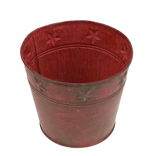 Punainen metalliämpäri tähdillä Ø15cm K13cm | Floristik24.fi