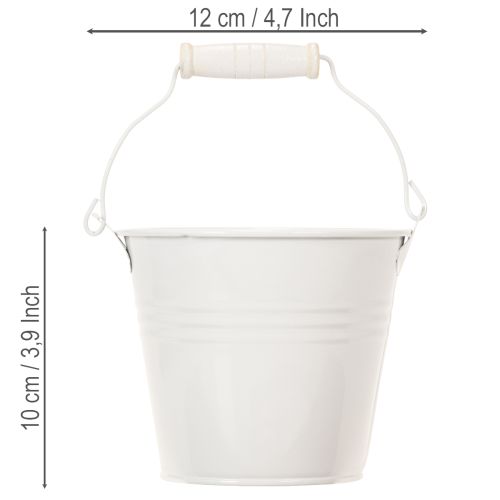 Metalliämpärit, valkoiset, Ø12cm, K10cm, 8 kpl | Floristik24.fi