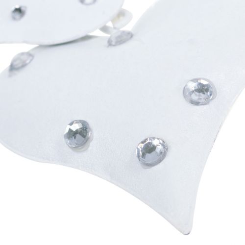 Floristik24 Metallinen ripustin linnunpesä sydämillä valkoinen 18cm 3kpl