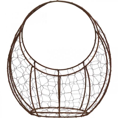 kohteita Lankakori Metallinen istutuskone Kevätkoristeet Pääsiäiskori Ruskea Patina K34cm L30cm