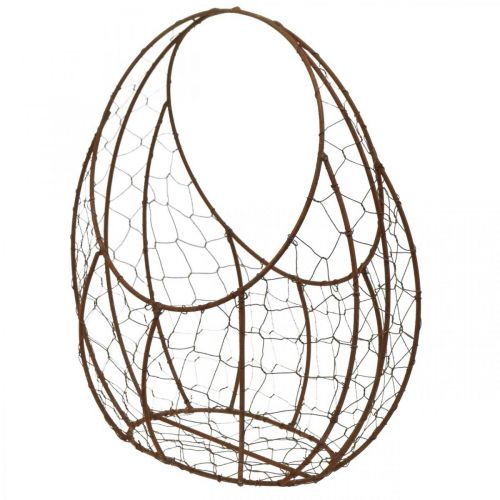 Lankakori Metallinen istutuskone Kevätkoristeet Pääsiäiskori Ruskea Patina K34cm L30cm