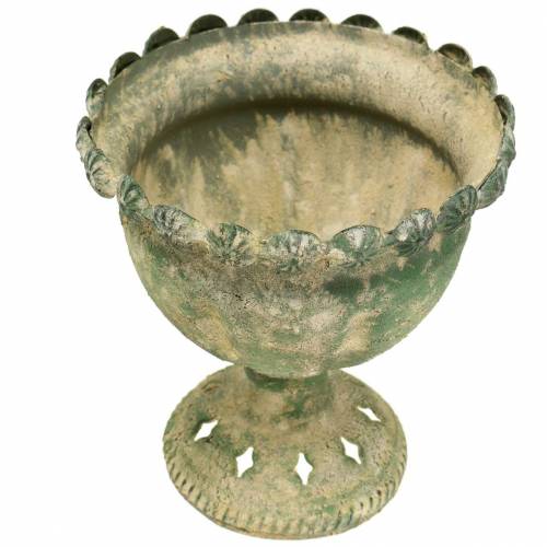 Koristeellinen kuppi, antiikki, metalli, sammalenvihreä, Ø13cm, H14,5cm