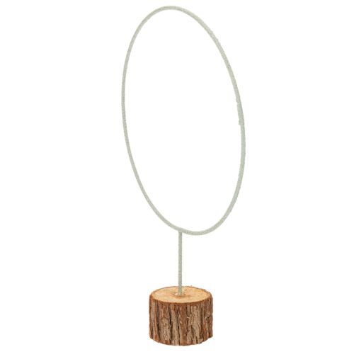 Koristeellinen pyöreä rengas puujalustalla, metallinen, kuivakukille, 52 cm | Floristik24.fi