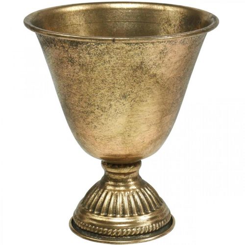 Metallinen kulho pikari metalli koristeena kultainen antiikki look H16cm
