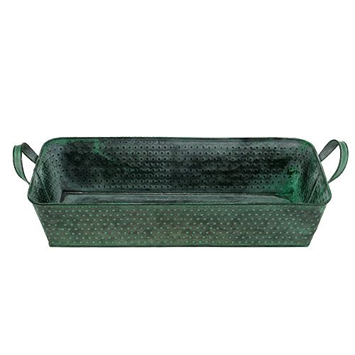 Floristik24 Neliönmuotoinen metallikulho 36cm x 15cm K8cm vihreä