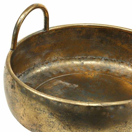 Floristik24 Metallinen kulho kahvoilla, antiikki, kultainen Ø47 / 38 / 31cm, 3 kpl