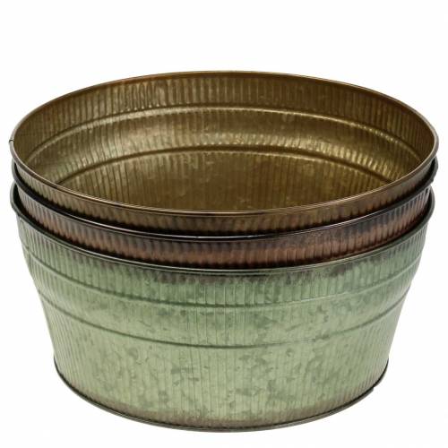 Floristik24 Istutuskulho oranssi / ruskea / vihreä sinkki Ø27cm H12cm 3 kpl