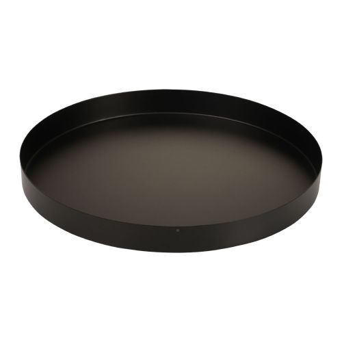 Metallitarjotin koristeellinen tarjotin musta pyöreä kynttilätarjotin Ø25cm