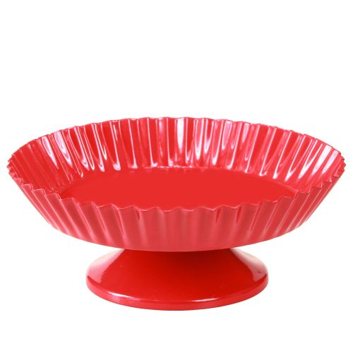 Metallilautanen punainen pieni koristelautanen metallijalustalla Ø14cm 2 kpl