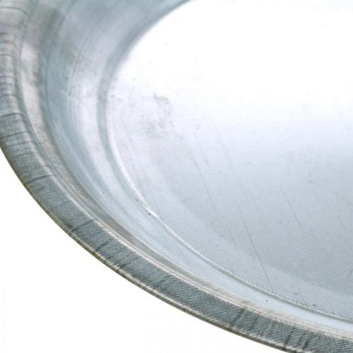 Floristik24 Koristelautanen, järjestelyalusta, metallilautanen hopea, pöytäkoristeet Ø26cm