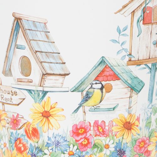 kohteita Metallinen ruukku aiheella, istutuslaatikko linnunpöntöillä, peltiämpäri K13cm Ø11.5cm