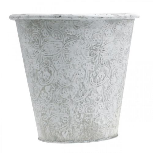 kohteita Istutuskone, koristeellinen istutuskone, metallikoristeet valkoinen, harmaa Ø20,5cm K19,5cm