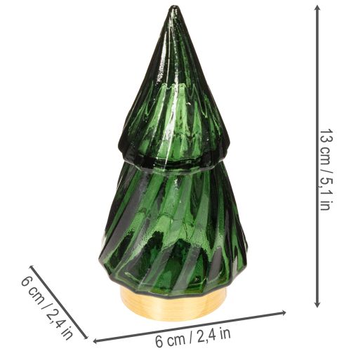 Lasinen joulukuusi LED-valoilla, pöytäkoriste, joulu, 13 cm, 2 kpl | Floristik24.fi