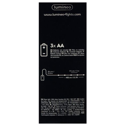 kohteita Mikro-LED-valoketju johdolla sisäkäyttöön, lämmin valkoinen, 390 cm