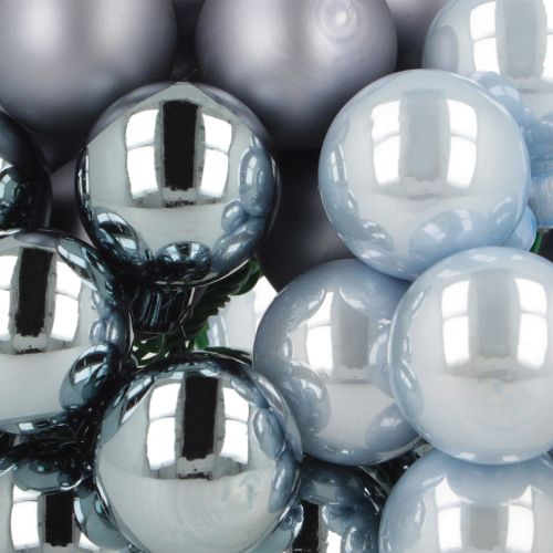 kohteita Mini lasiset joulukuusenpallot, peilikuvioiset marjat, sinisen sävyt, 25 mm, 140 palaa