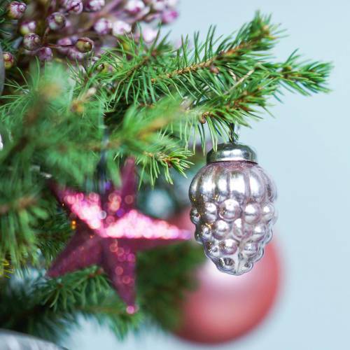 kohteita Mini-joulukuusi-koristeet sekoittavat 4,5 cm hopeaa, vaaleanpunaisia 10 kpl