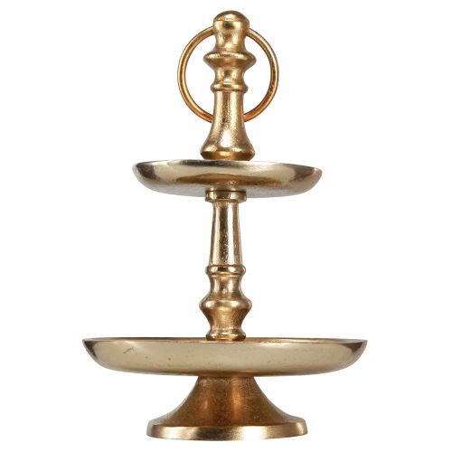 Floristik24 Mini etagere metallikoristelu kultamatta 2-kerroksinen pöytäkoristelu H22cm