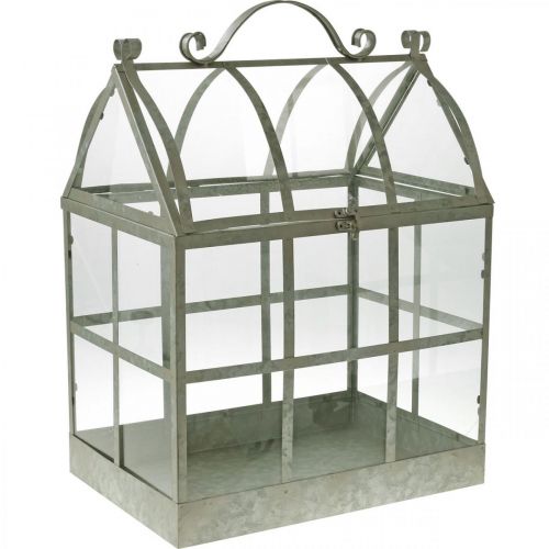Mini Kasvihuone Pieni Koristelasi Talo Metallilasi K51cm