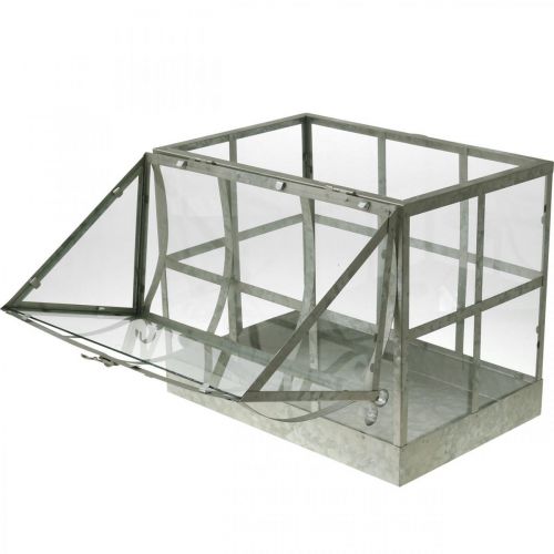 Floristik24 Mini Kasvihuone Pieni Koristelasi Talo Metallilasi K51cm