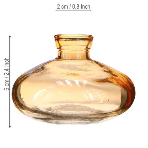 kohteita Minilasimaljakot, sipulimaiset, litteät, oranssit, Ø9 cm, 6 kpl