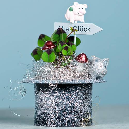 Floristik24 Mini onnenporsas kiille hopealla 3cm 24kpl