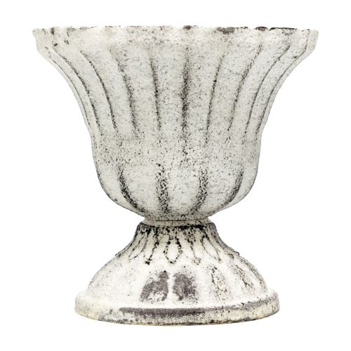 Floristik24 Mini Cup Maljakko Metallimalja Valkoinen Harmaa Antiikki Ø8cm K8cm
