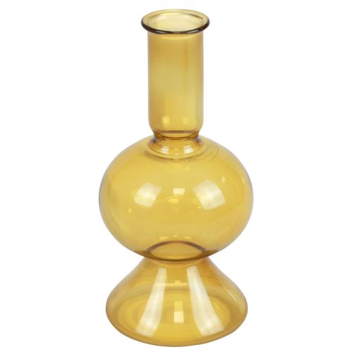 Minimaljakko keltainen lasimaljakko kukkamaljakko lasi Ø8cm K16,5cm