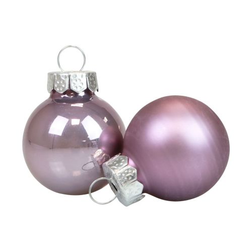 Mini joulupallot lasilila purppura kiiltävä/matta Ø2,5cm 20kpl