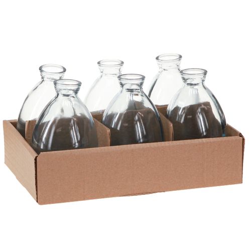 kohteita Minimaljakot, sipulimaiset koristemaljakot, lasia, sinistä sävytettyä, korkeus 12 cm, 6 kpl