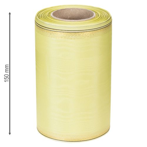 kohteita Moiré-seppelenauha 150 mm 25 m vaaleanvihreä kultareunalla floristiikkaan ja koristeluun
