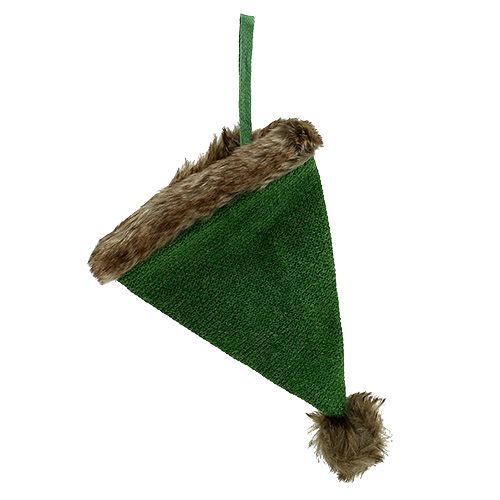 Floristik24 Hattu turkisreunuksella ripustettavaksi 28 cm vihreänä