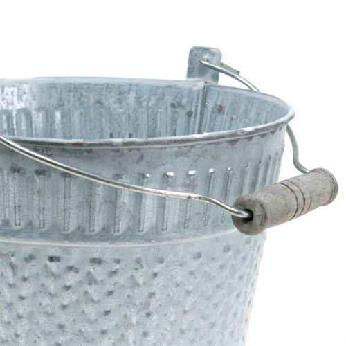 Floristik24 Sinkkiämpäri pajukuviolla Harmaa, valkoinen pesty Ø18cm K17,5cm