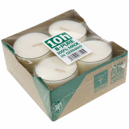 kohteita Teekynttilät Pure Nature Lights Paloaika 10 tuntia Kynttilät rypsivaha 8 kpl