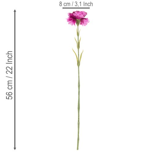 Keinotekoinen neilikka, kaksivärinen, pitkä varsi 56 cm, 8 kpl:n kimppu | Floristik24.fi