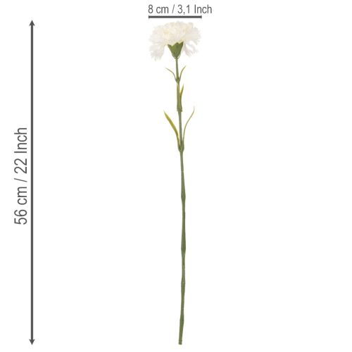 Keinotekoinen neilikka varren kanssa kimppuihin ja seppeleisiin, 56 cm, 8 kpl | Floristik24.fi