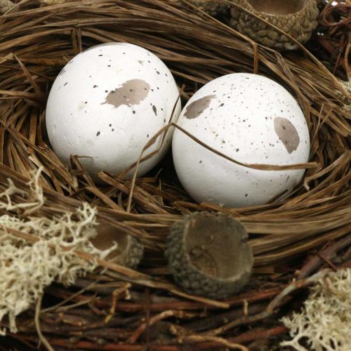 kohteita Pääsiäispesä kananmunilla tekoluonto, valkoinen pääsiäispöytäkoriste Ø19cm