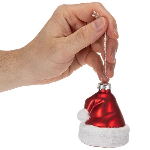 Joulupallo Joulupukin hattu lasia 8cm 6kpl | Floristik24.fi