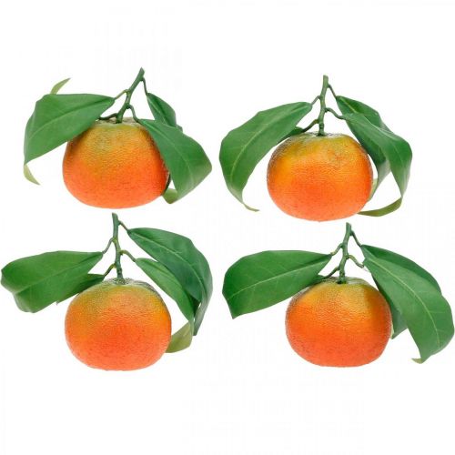 Floristik24 Koristeelliset hedelmät, appelsiinit lehdillä, tekohedelmät H9cm Ø6,5cm 4kpl.