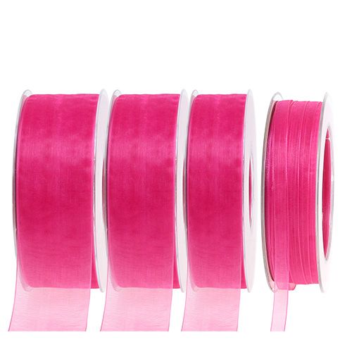 Floristik24 Organza nauha helmillä 50m pinkki