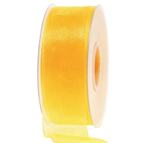 Floristik24 Organza nauha lahjanauha keltainen nauha helma 40mm 50m
