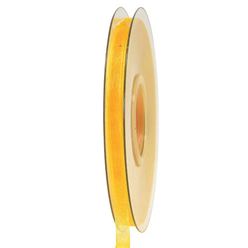 Floristik24 Organza nauha lahjanauha keltainen nauha helma 6mm 50m