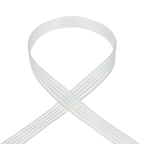 Organza nauha raidoilla lahjanauha valkoinen 15mm 20m