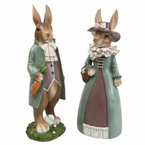 Floristik24 Pääsiäiskoristeet deco kanit pääsiäispupu figuuri pari kaneja H34cm 2kpl