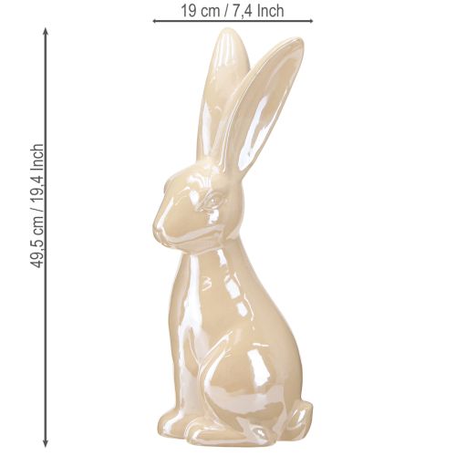 kohteita Pääsiäispupu keraaminen beigenvärinen keraaminen pupu iso, korkeus 49,5 cm