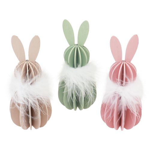 Pääsiäispupun pöytäkoriste puinen pupu värillinen 5,5×15cm 3 kpl