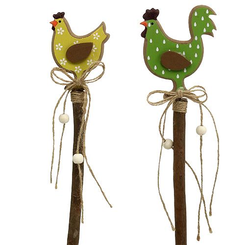 Floristik24 Pääsiäispistoke kanan keltainen, vihreä 8cm L36cm 6kpl