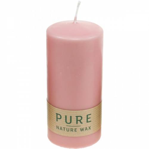 PURE pilarikynttilä 130/60 koristeellinen kynttilä vaaleanpunainen luonnonvaha