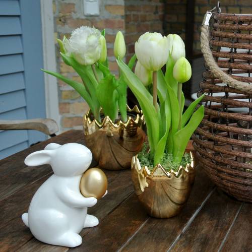 Floristik24 Papukaija tulppaani ruukussa valkoinen Real-Touch 23cm