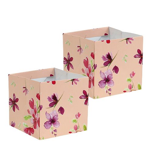 Floristik24 Paperipussi 10,5 cm x 10,5 cm vaaleanpunainen, kuvio 8kpl